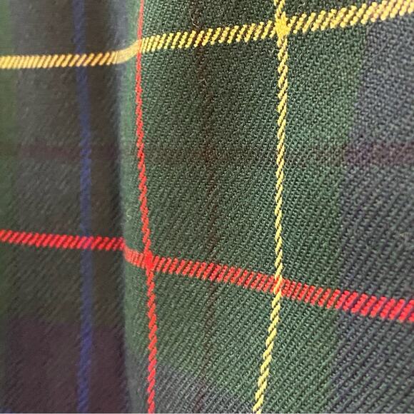 FABULOUS Vintage PENDLETON Classic Green Tartan Plaid Pleated Wool Midi Skirt - Picture 5 of 7
